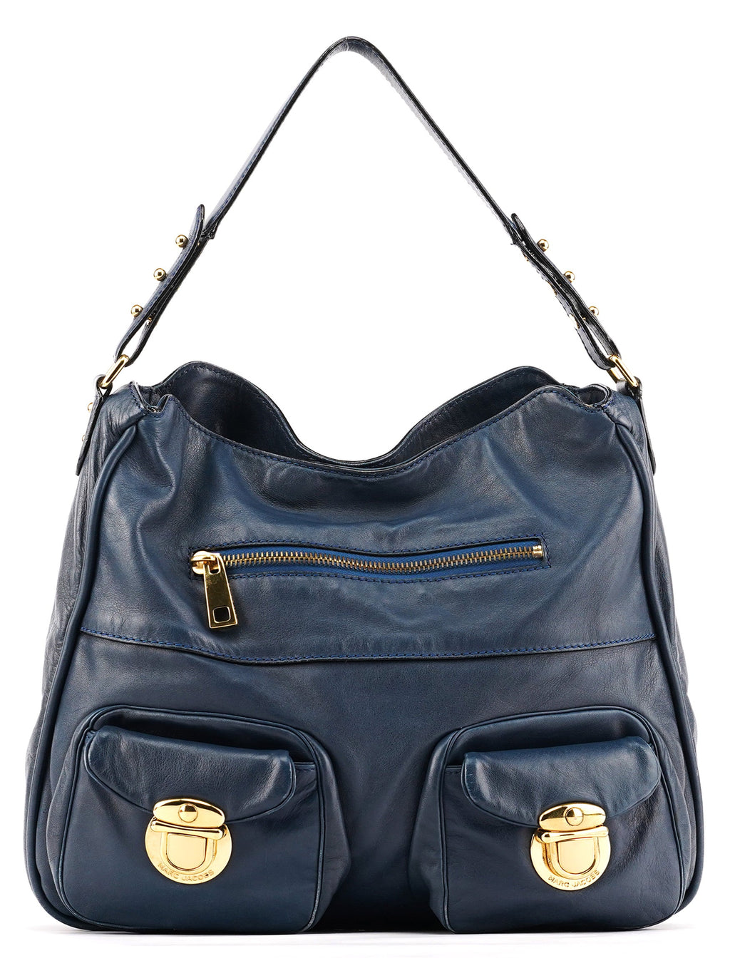 Blue Leather Blake Shoulder Bag