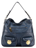 Blue Leather Blake Shoulder Bag
