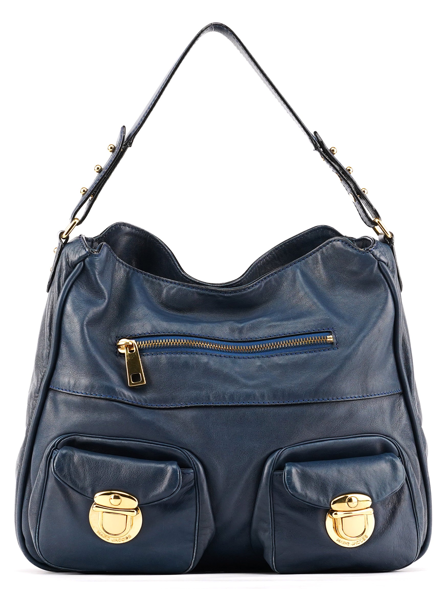 Blue Leather Blake Shoulder Bag