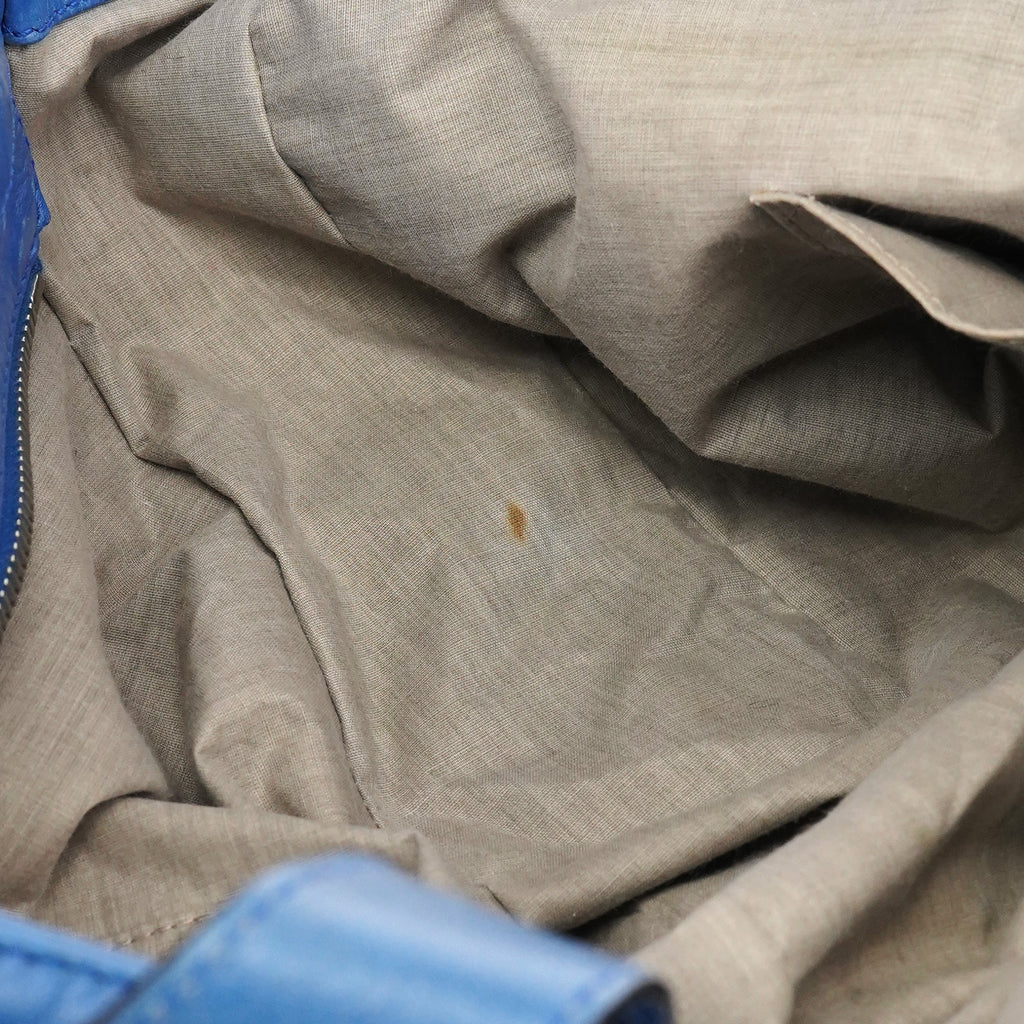 Blue Leather Multi-Pocket 2-Way Tote Bag