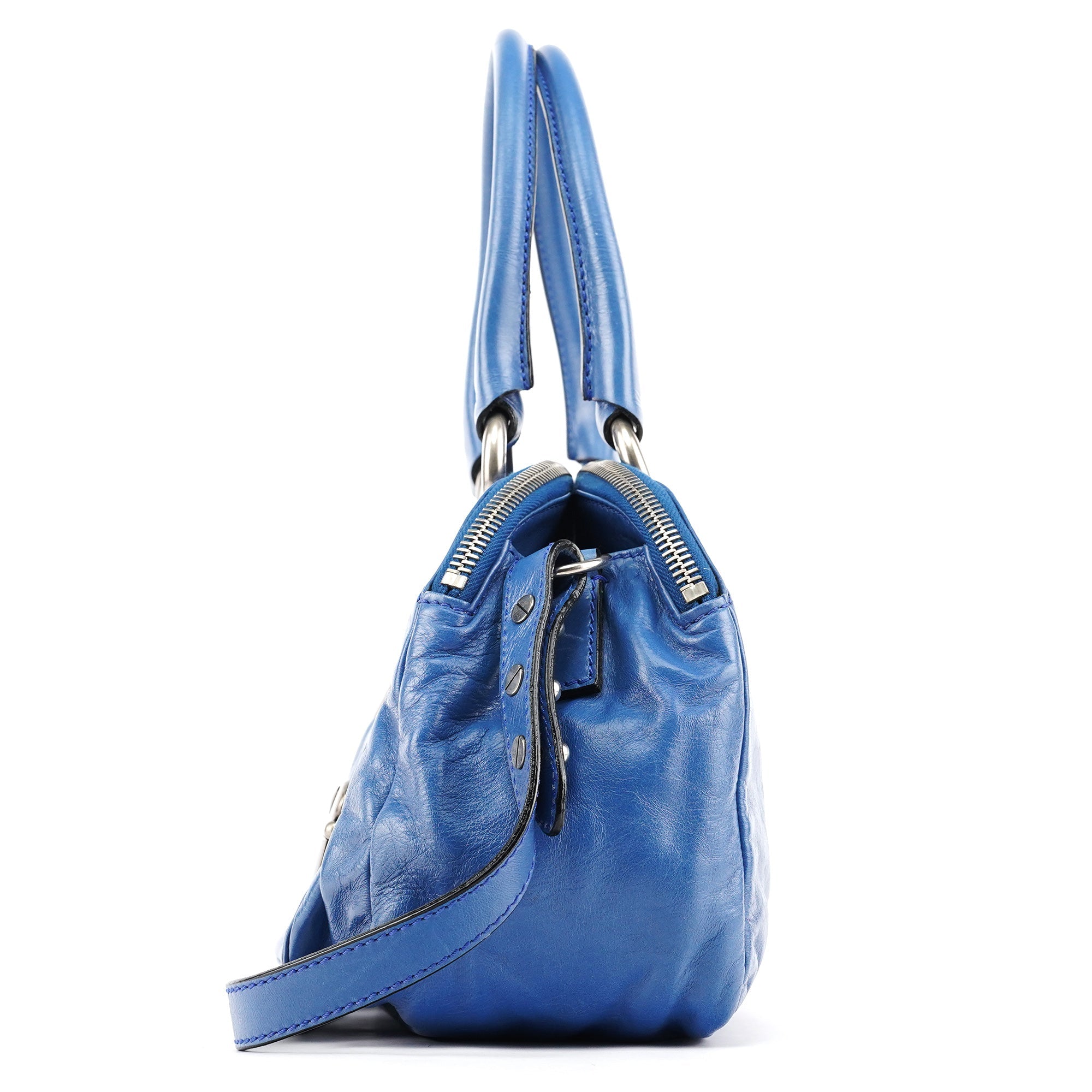 Blue Leather Susan 2-Way Bag