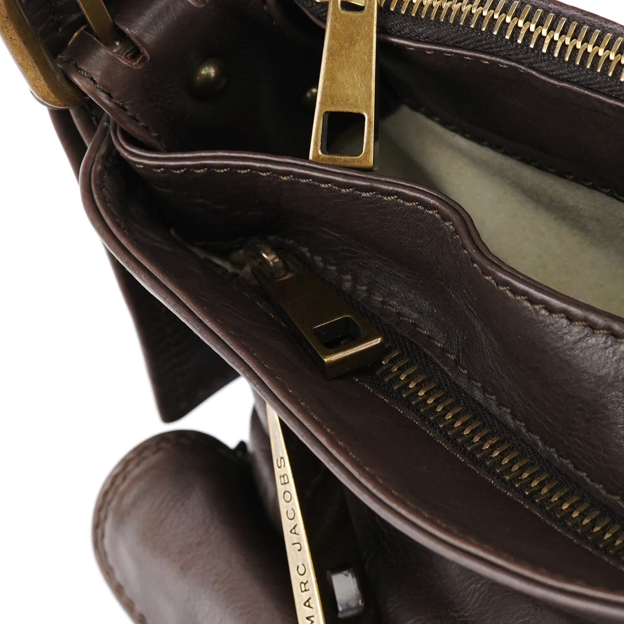 Brown Leather Multi-Pocket Shoulder Bag