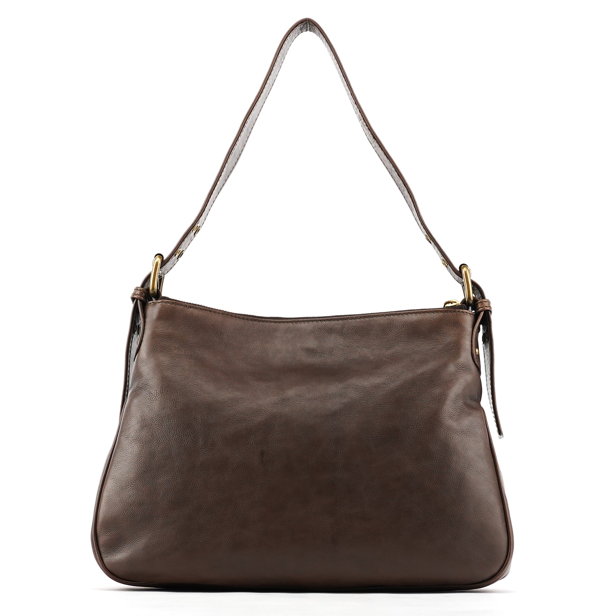Brown Leather Multi-Pocket Shoulder Bag