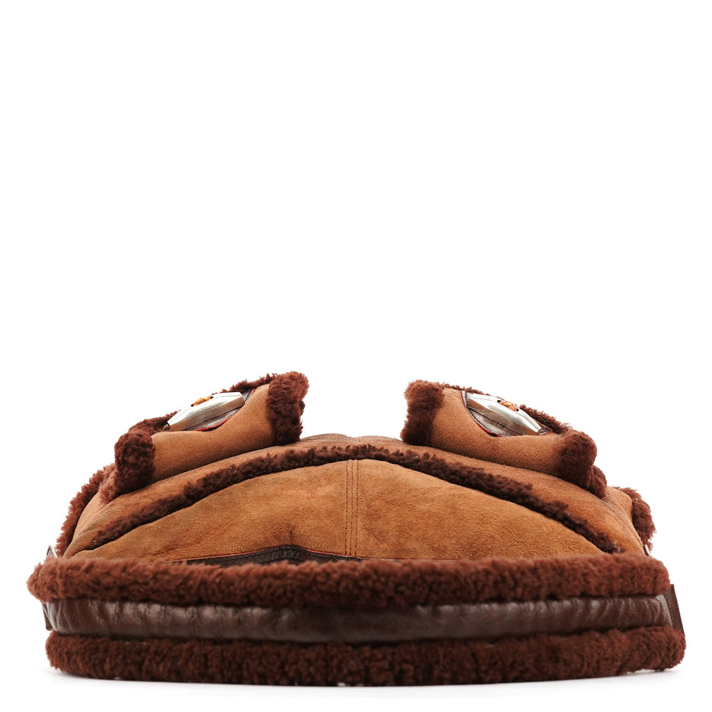 Brown Shearling Suede Pocket Shoulder Bag