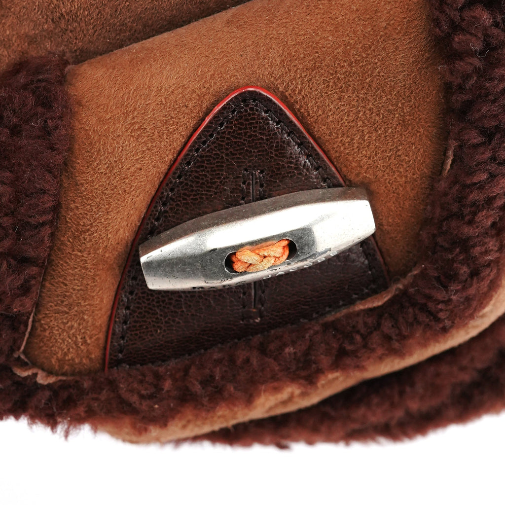 Brown Shearling Suede Pocket Shoulder Bag