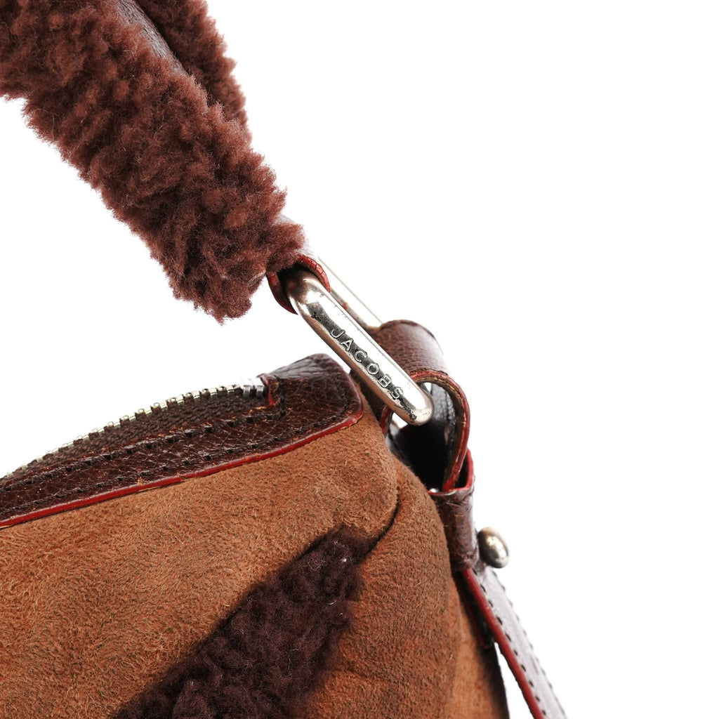 Brown Shearling Suede Pocket Shoulder Bag