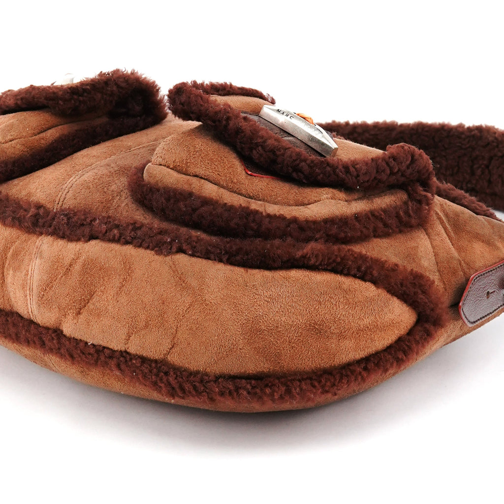 Brown Shearling Suede Pocket Shoulder Bag