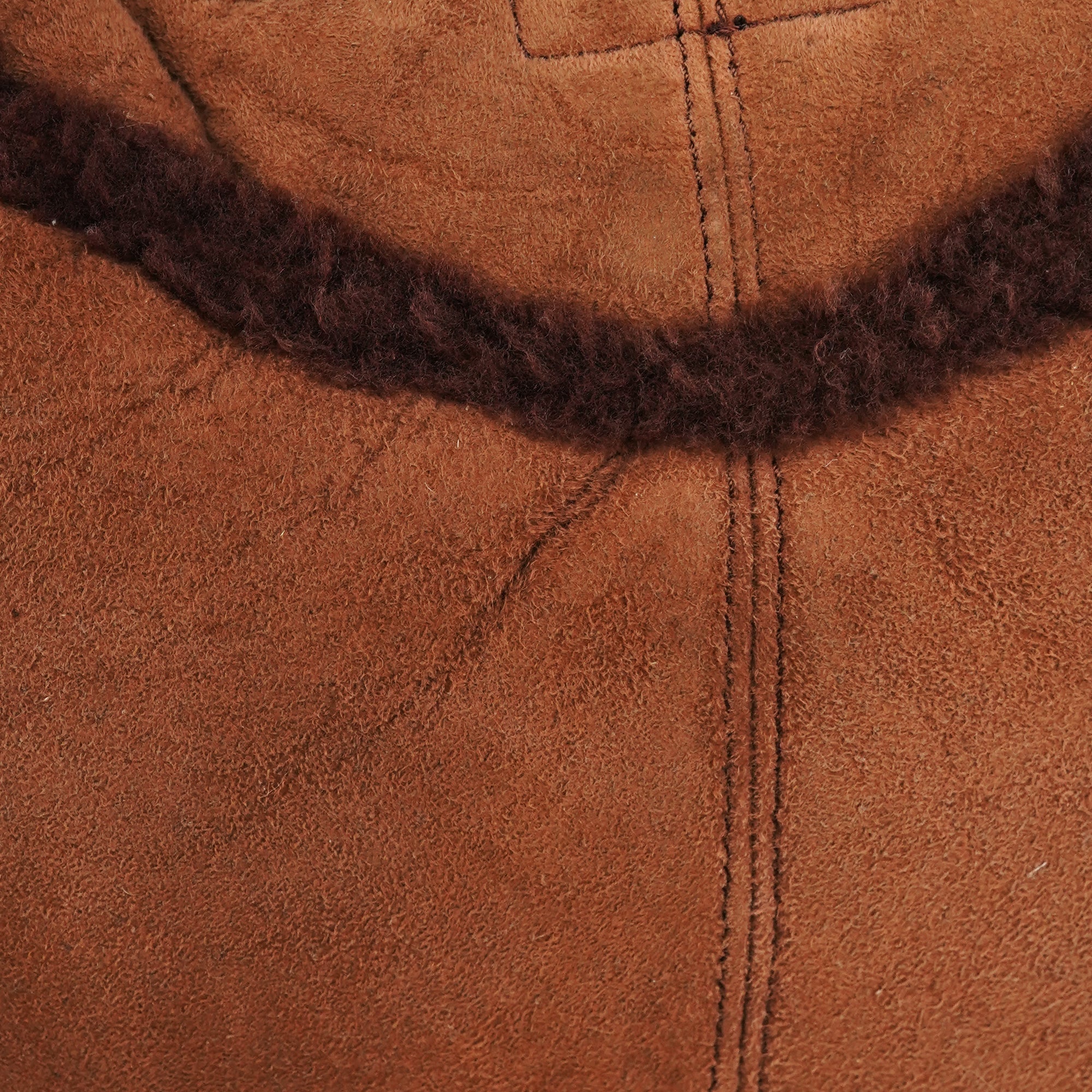 Brown Shearling Suede Pocket Shoulder Bag