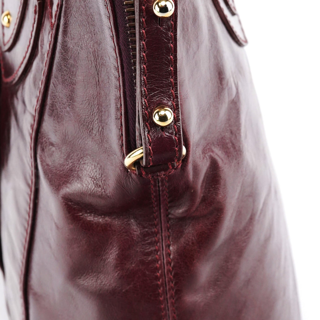 Burgundy Leather Pocket 2-Way Bag