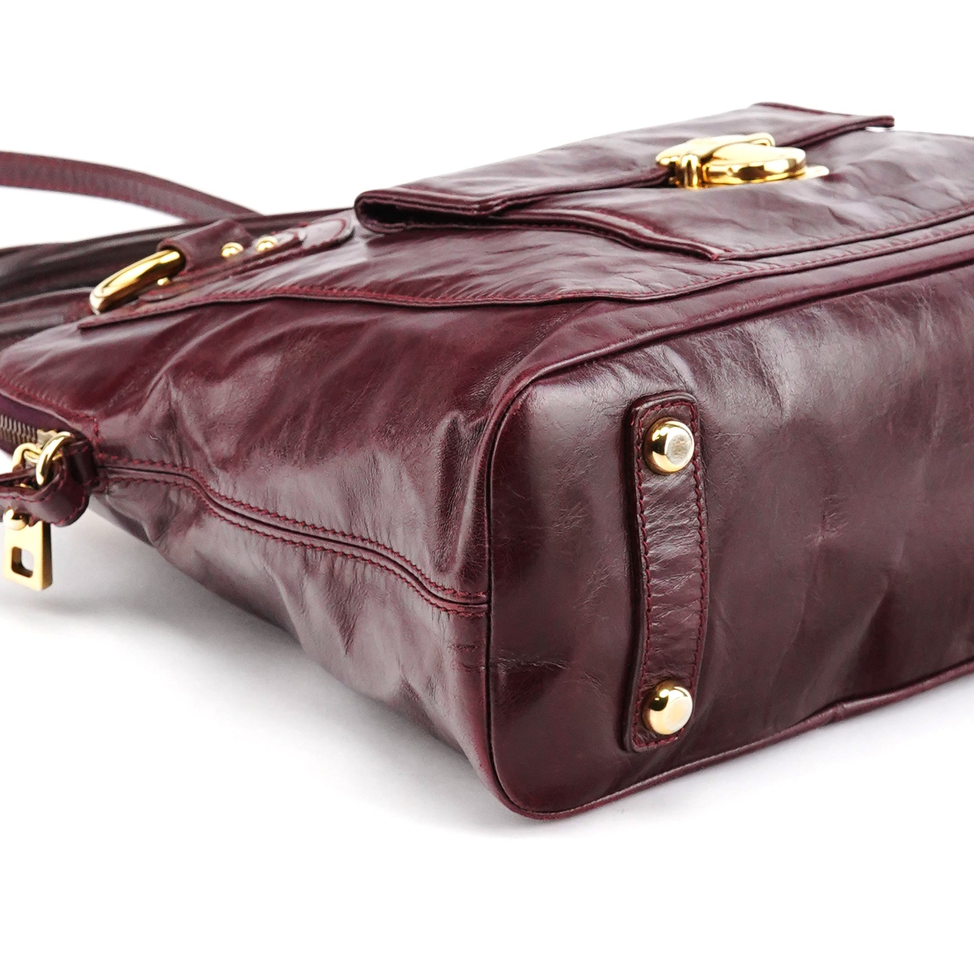 Burgundy Leather Pocket 2-Way Bag