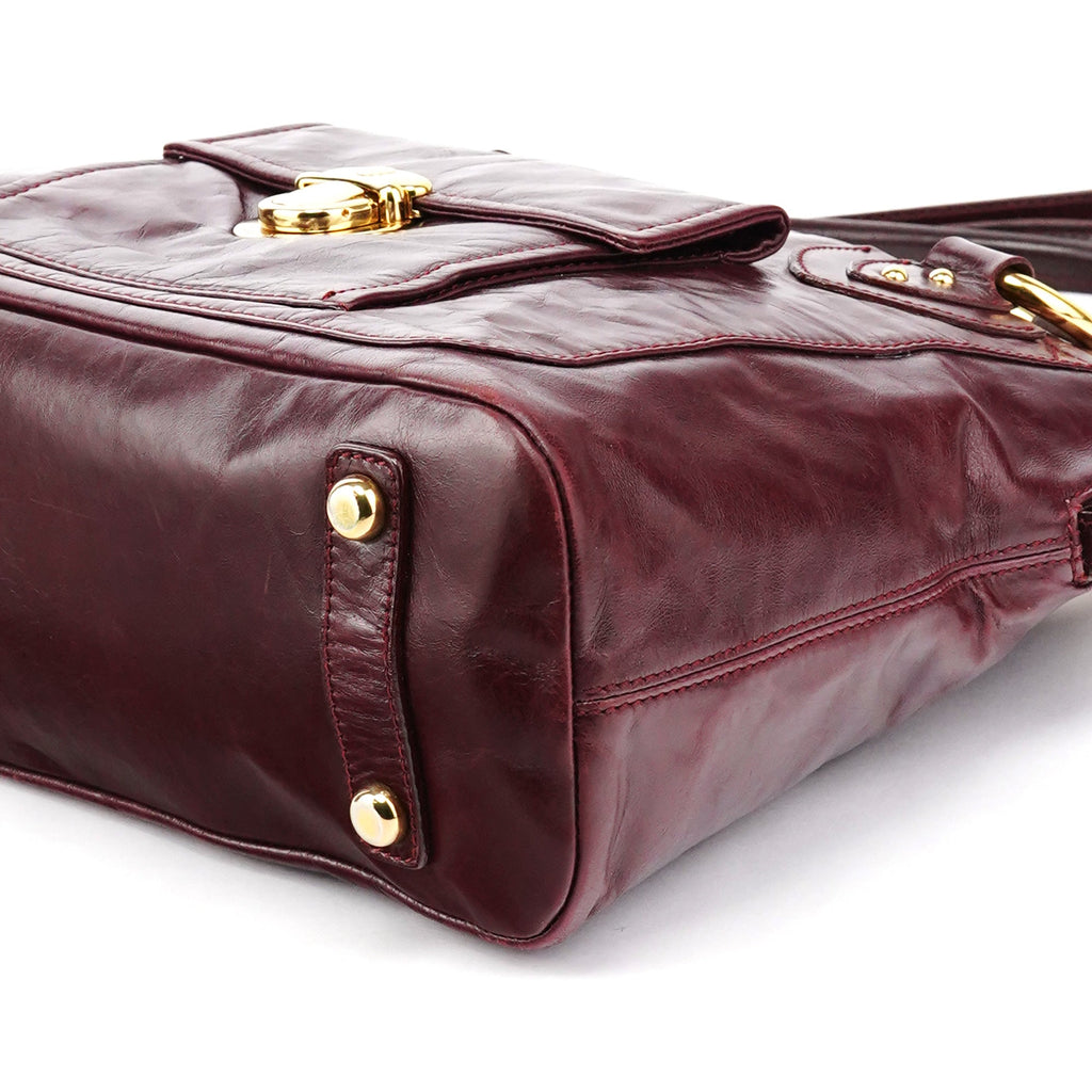 Burgundy Leather Pocket 2-Way Bag