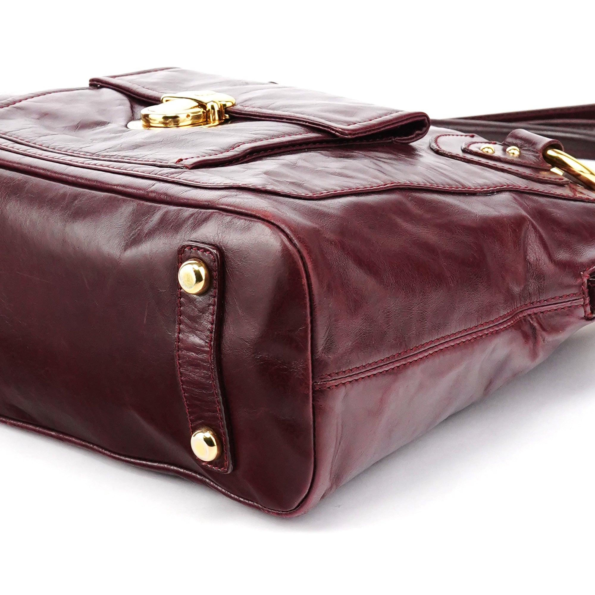 Burgundy Leather Pocket 2-Way Bag
