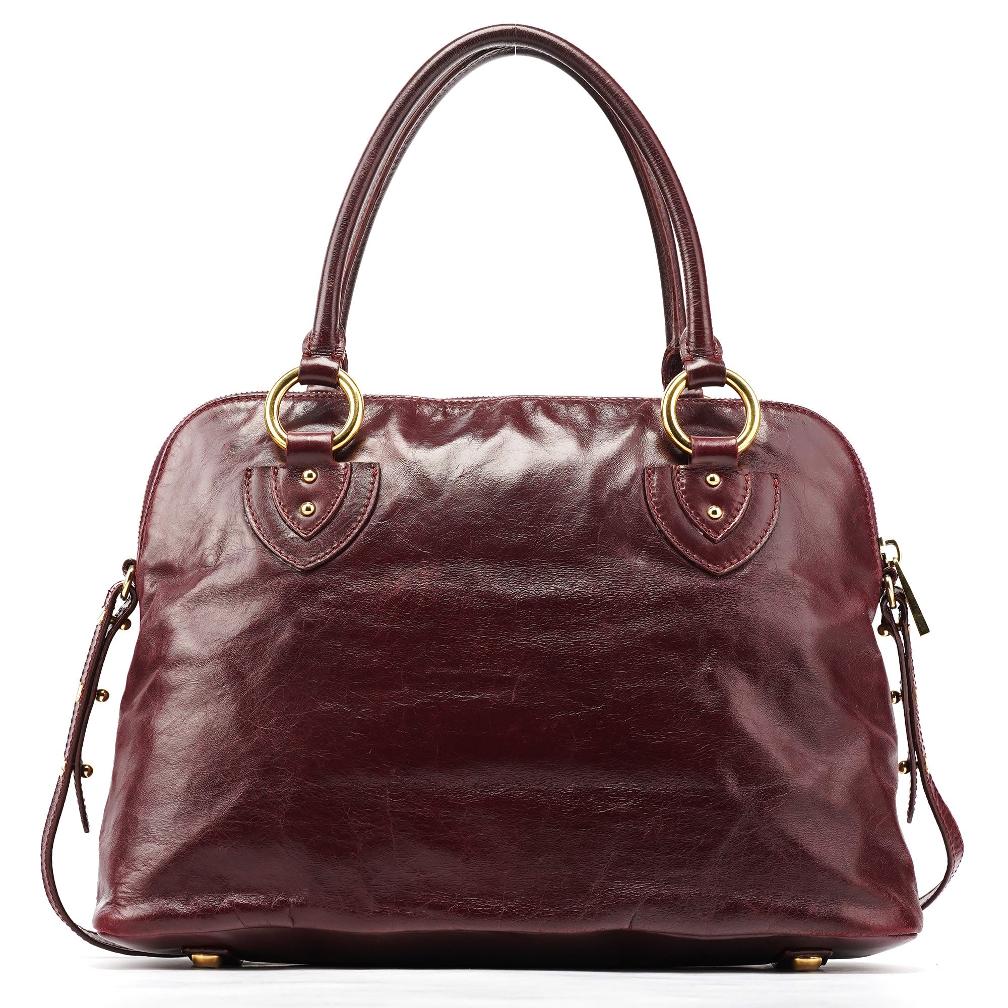 Burgundy Leather Pocket 2-Way Bag