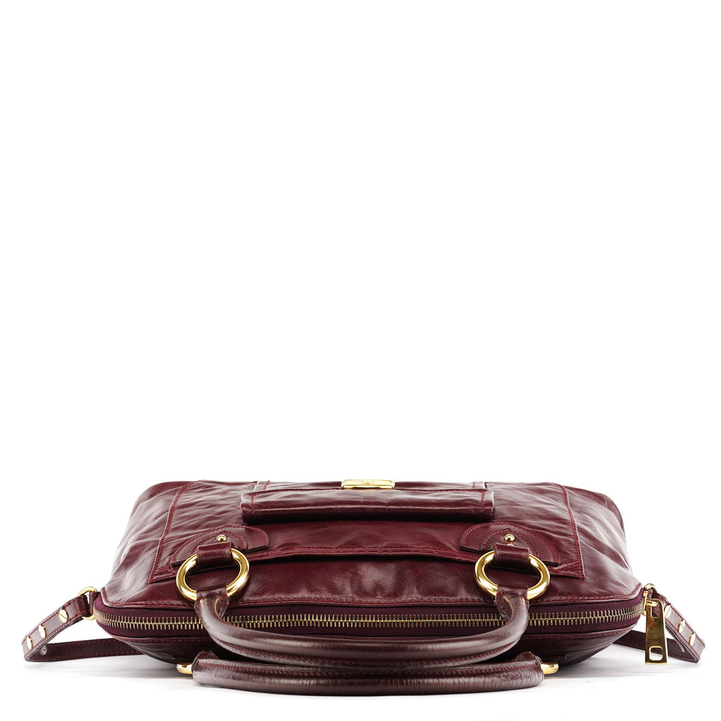 Burgundy Leather Pocket 2-Way Bag