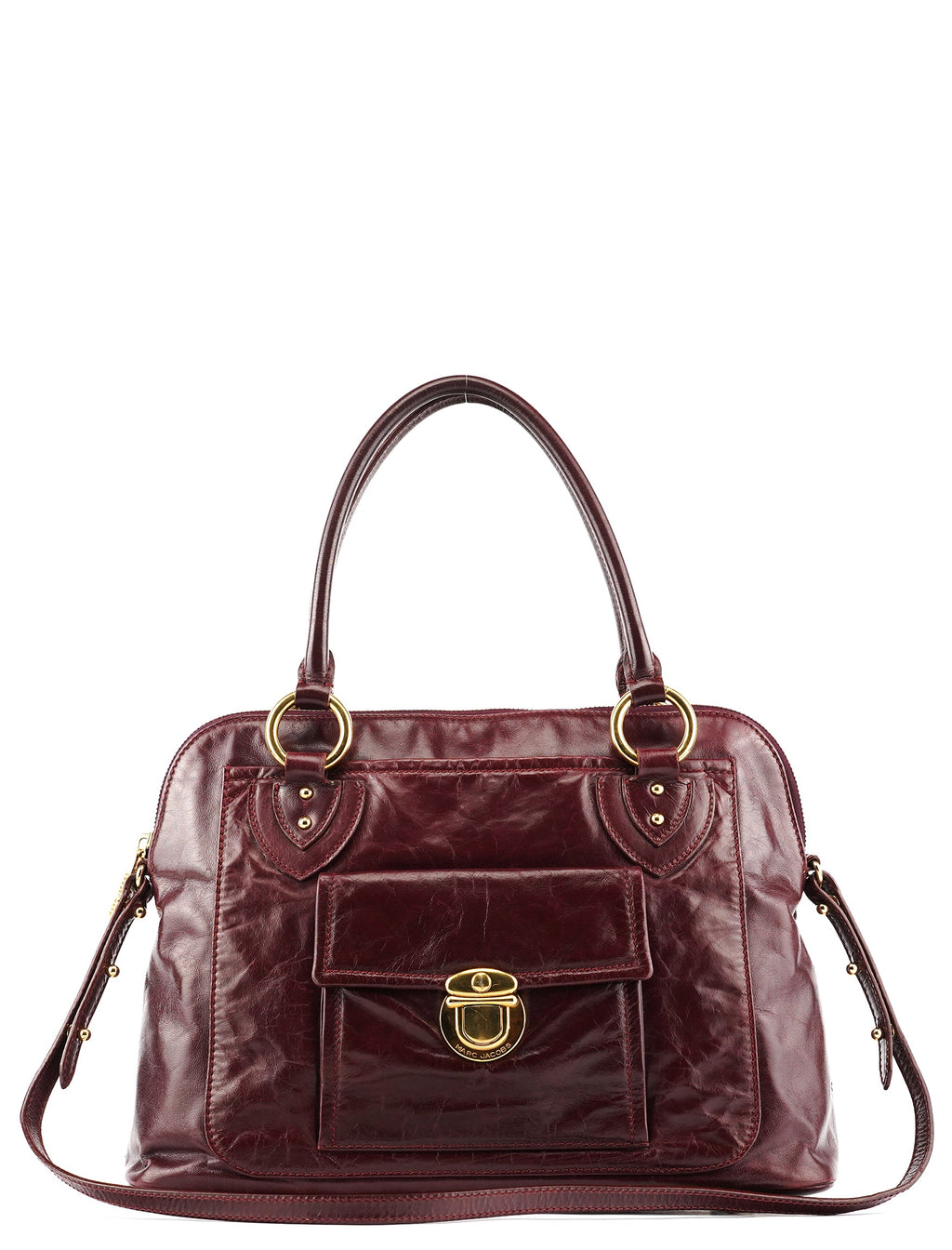 Burgundy Leather Pocket 2-Way Bag