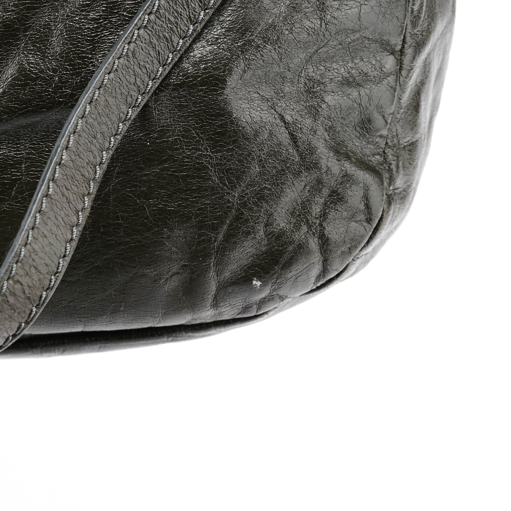 Dark Green Leather Multi Pocket 2-Way Bag