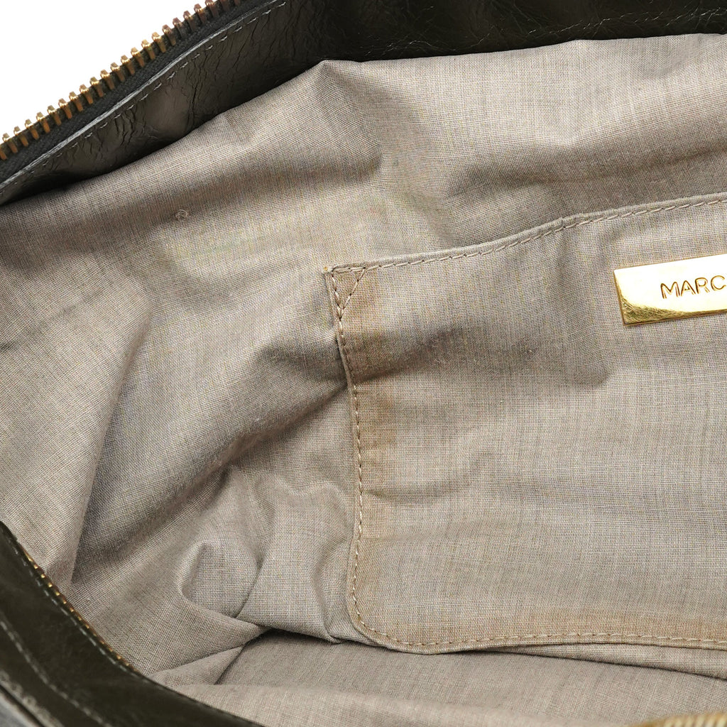 Dark Green Leather Multi Pocket 2-Way Bag