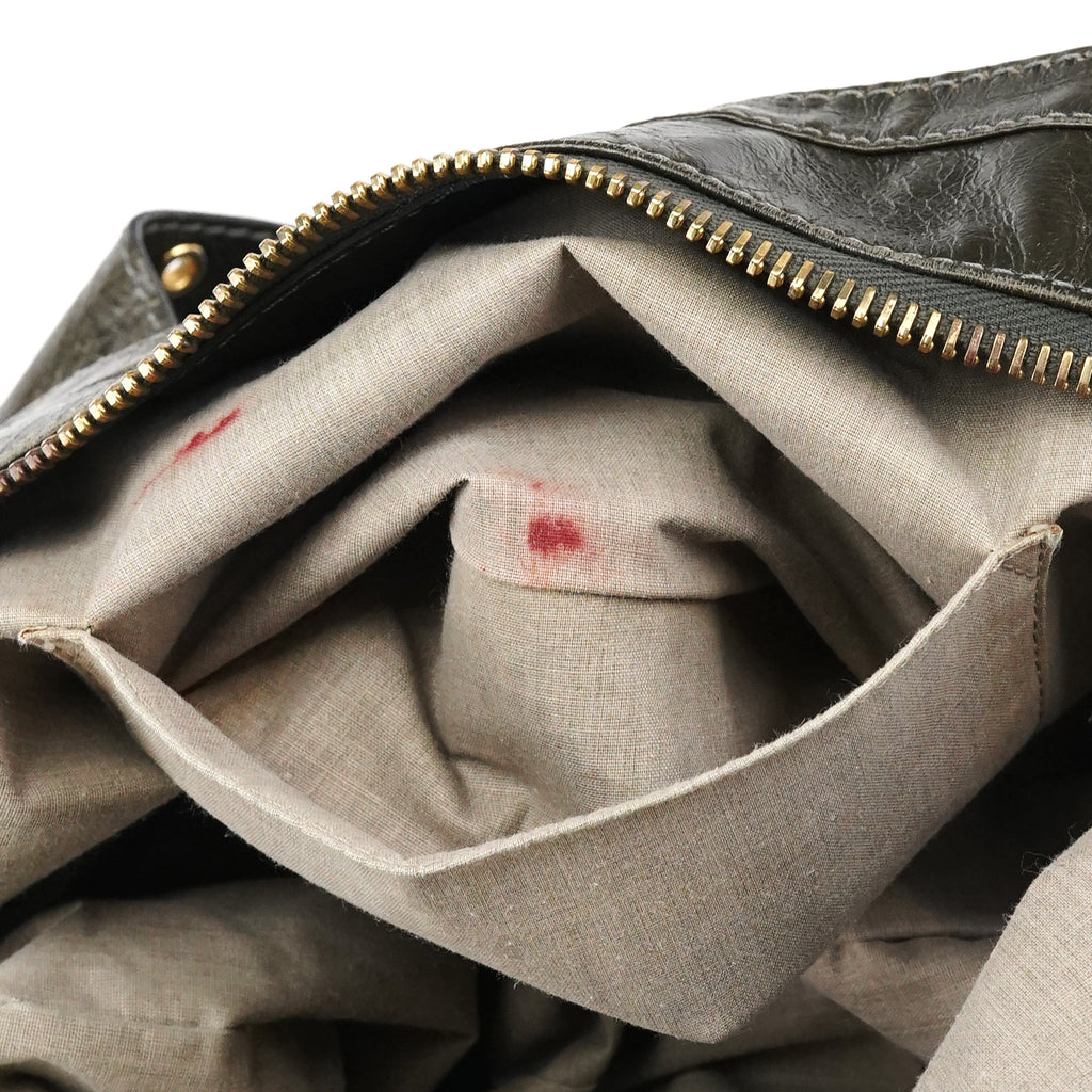 Dark Green Leather Multi Pocket 2-Way Bag