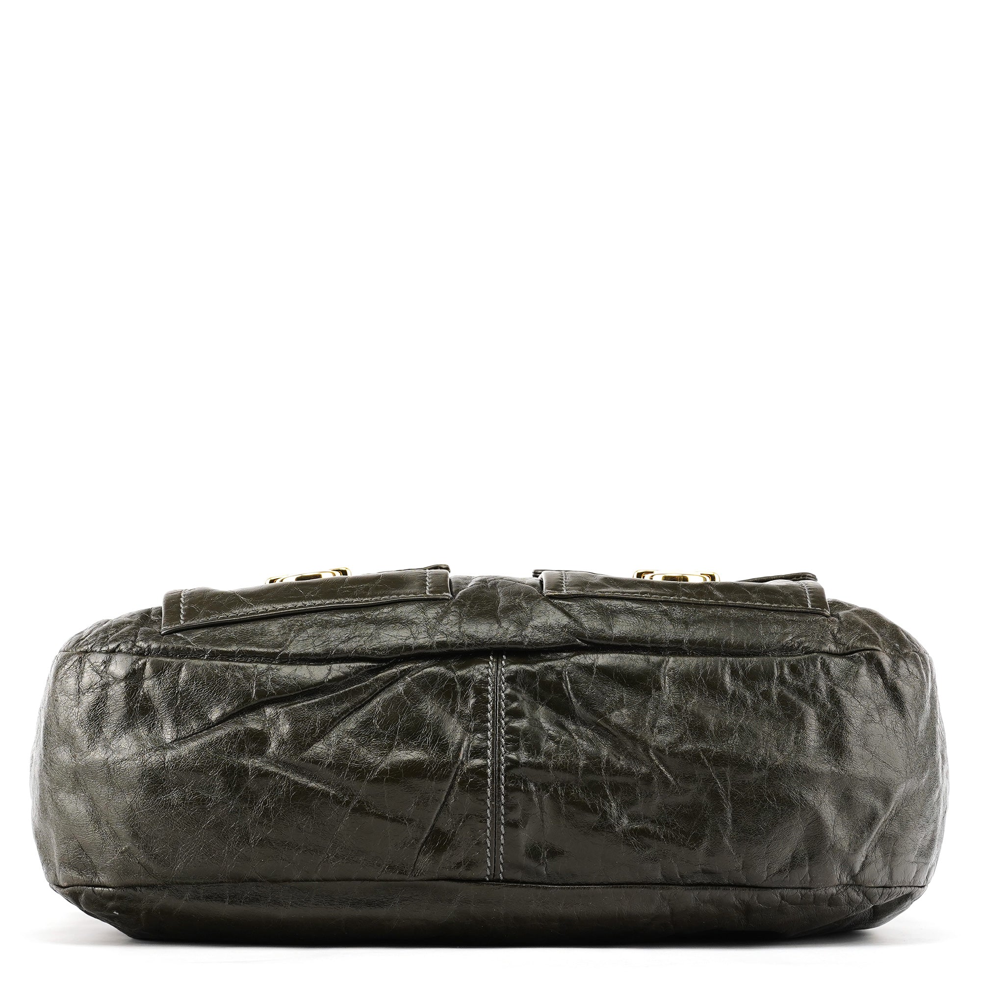 Dark Green Leather Multi Pocket 2-Way Bag