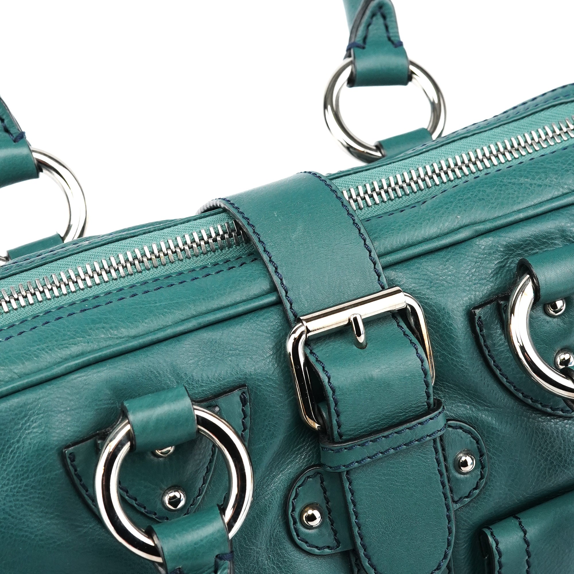 Green Leather Venetia Tote Bag