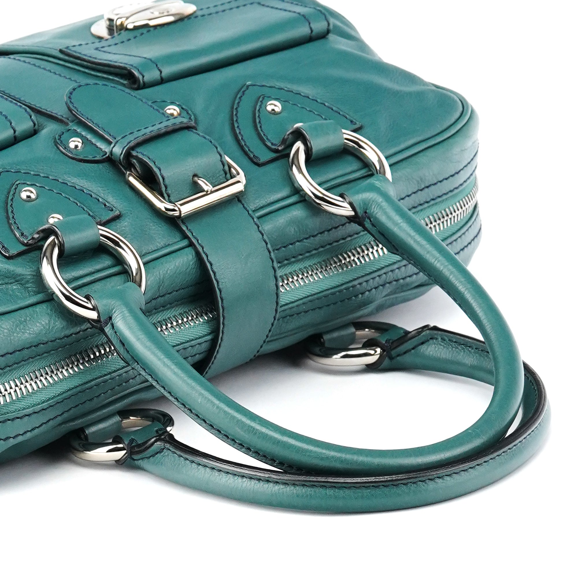 Green Leather Venetia Tote Bag