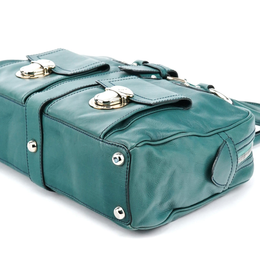 Green Leather Venetia Tote Bag