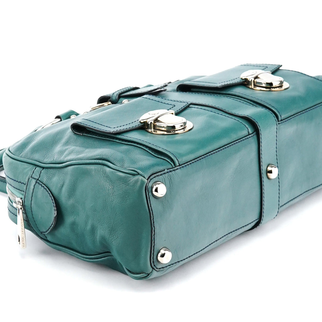 Green Leather Venetia Tote Bag