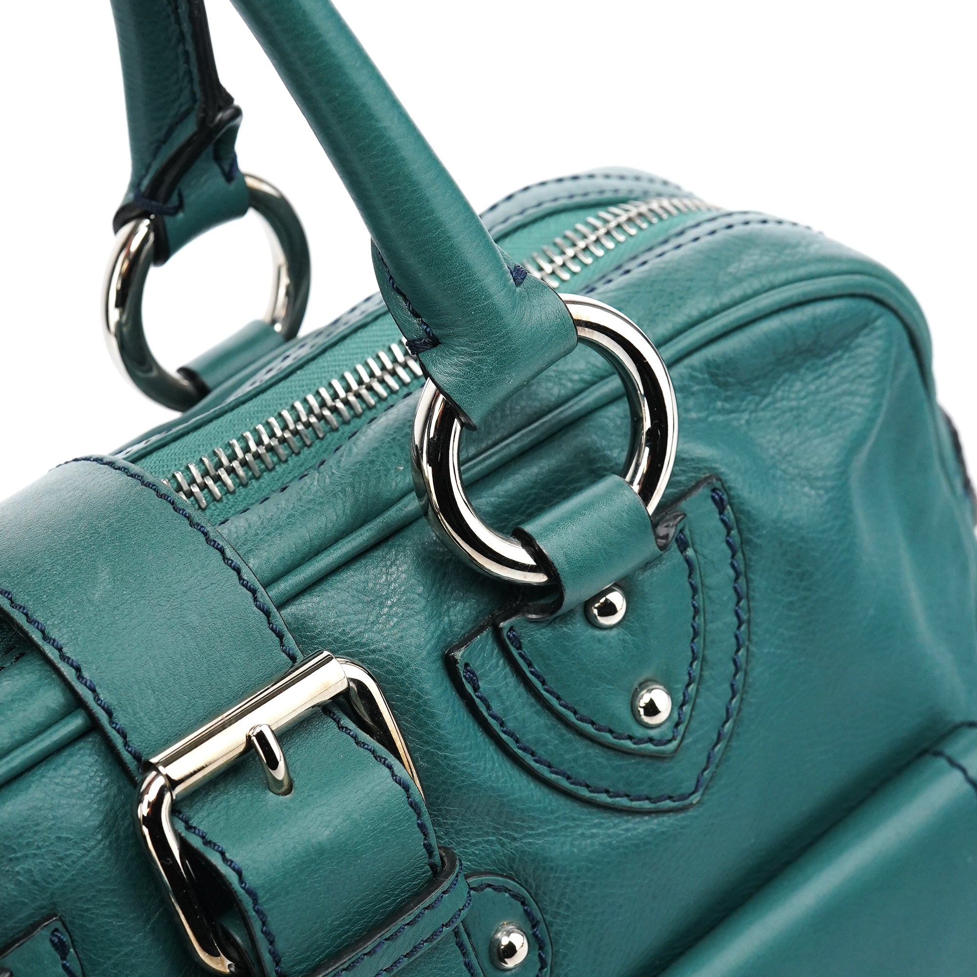 Green Leather Venetia Tote Bag