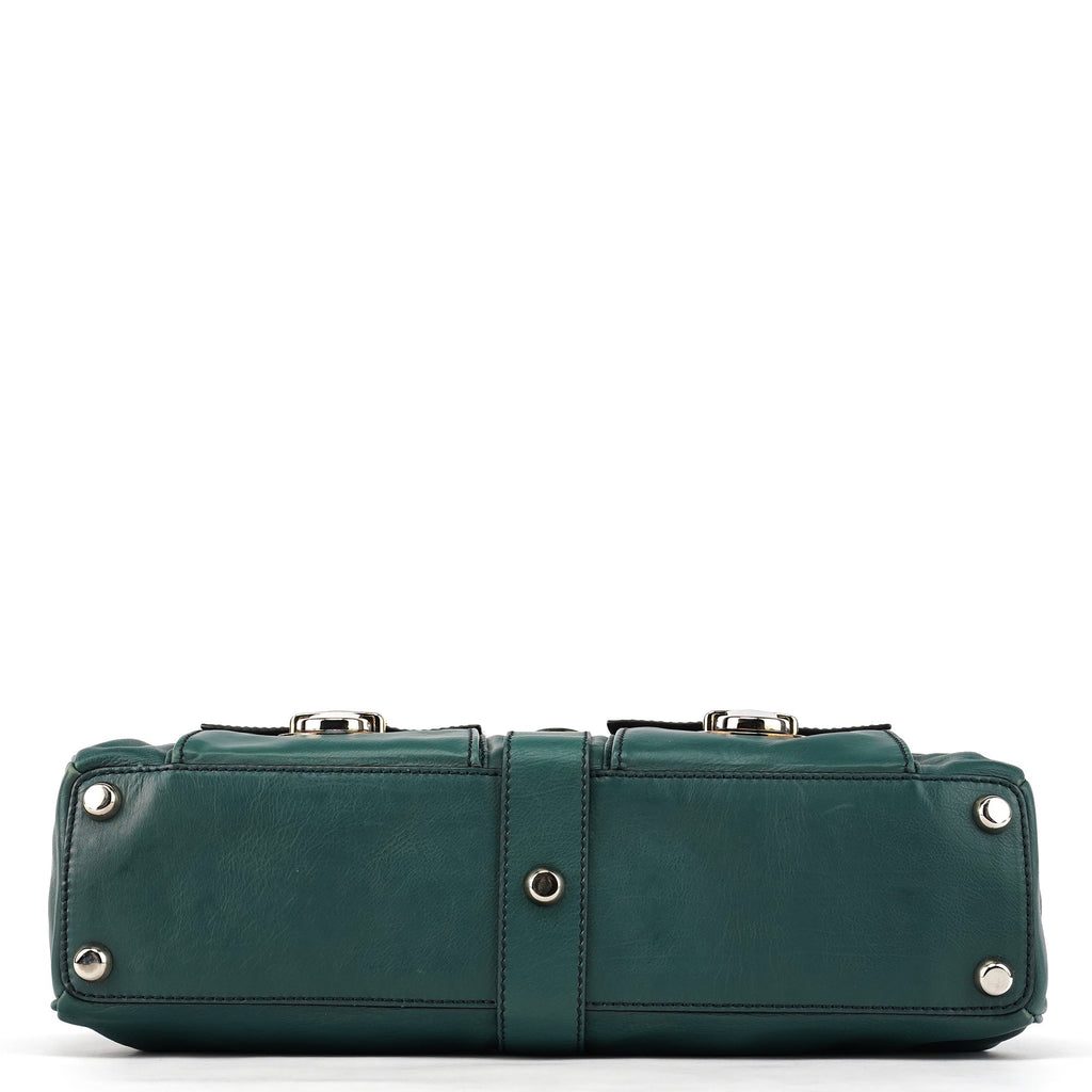 Green Leather Venetia Tote Bag