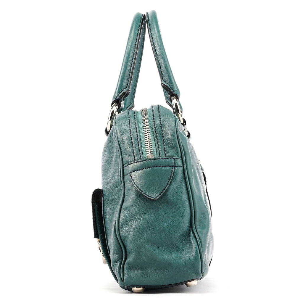 Green Leather Venetia Tote Bag