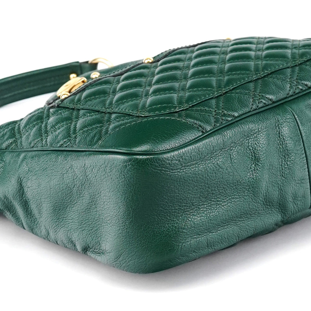 Green Quilted Leather Chain Shoulder Bag