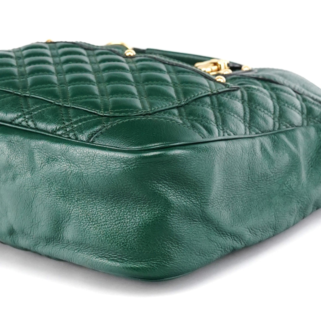 Green Quilted Leather Chain Shoulder Bag