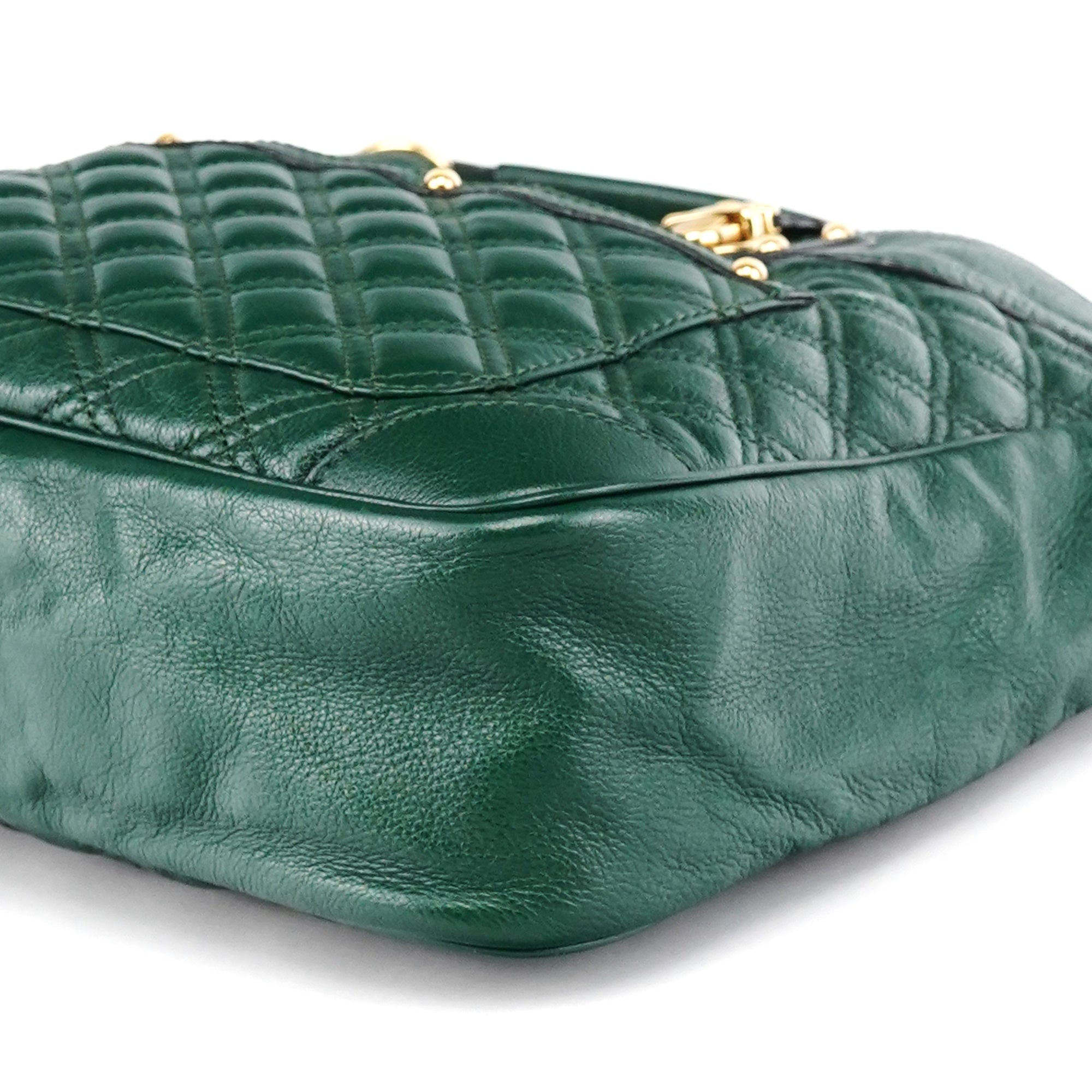 Green Quilted Leather Chain Shoulder Bag
