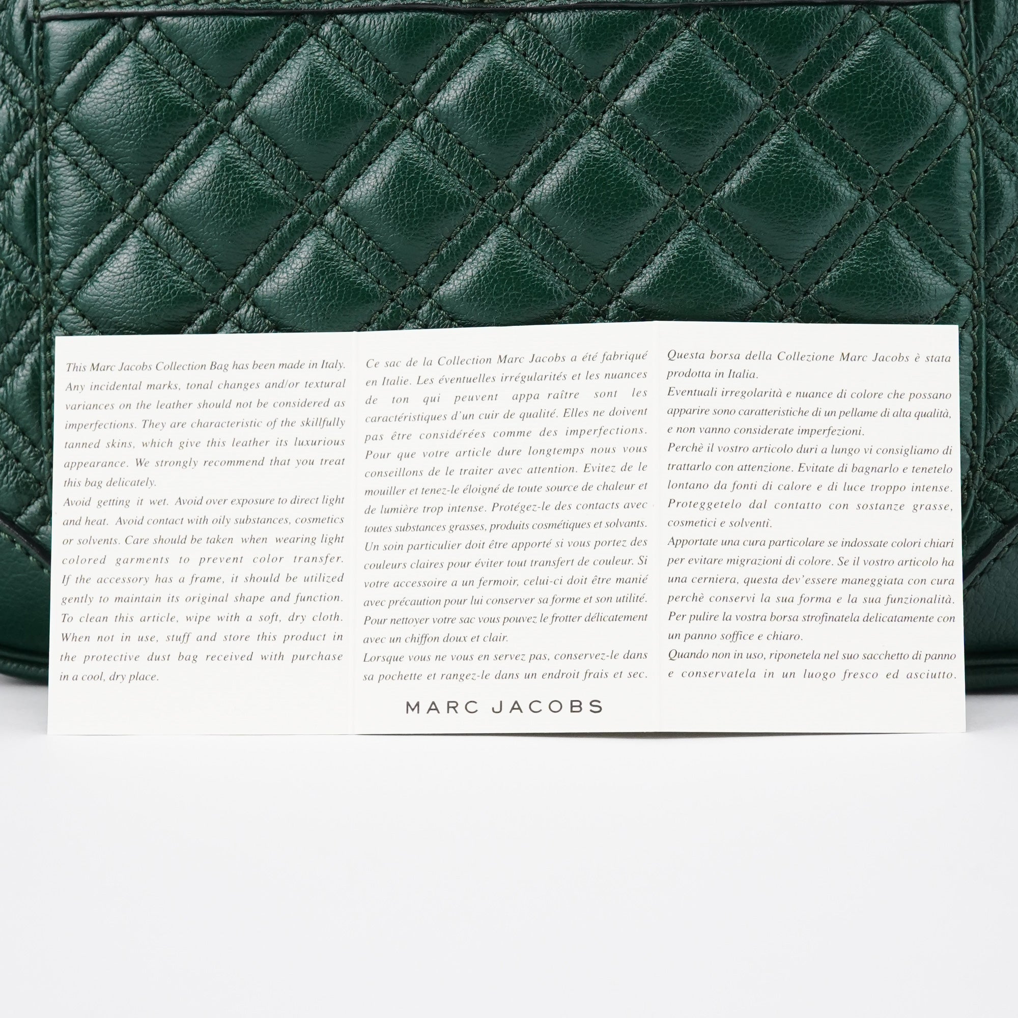 Green Quilted Leather Chain Shoulder Bag