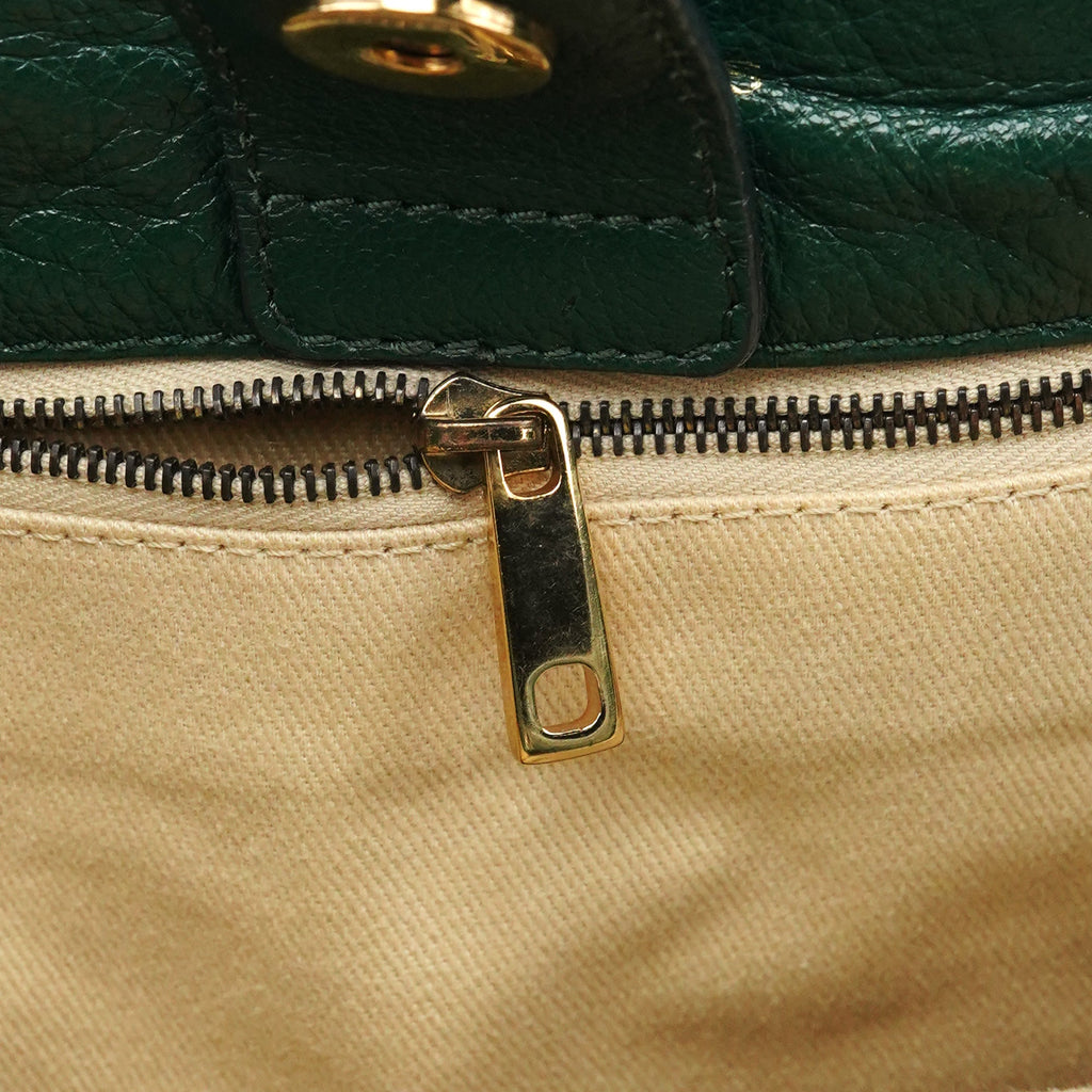 Green Quilted Leather Chain Shoulder Bag