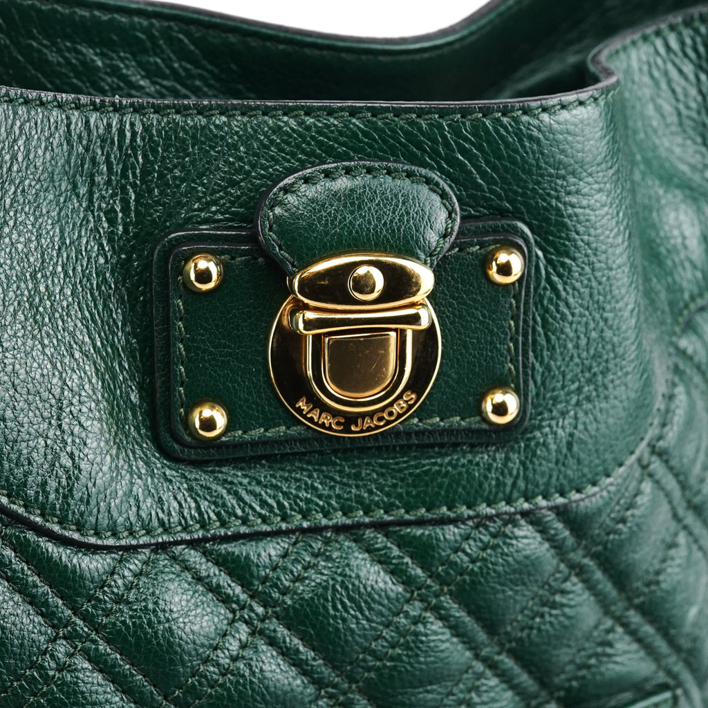 Green Quilted Leather Chain Shoulder Bag