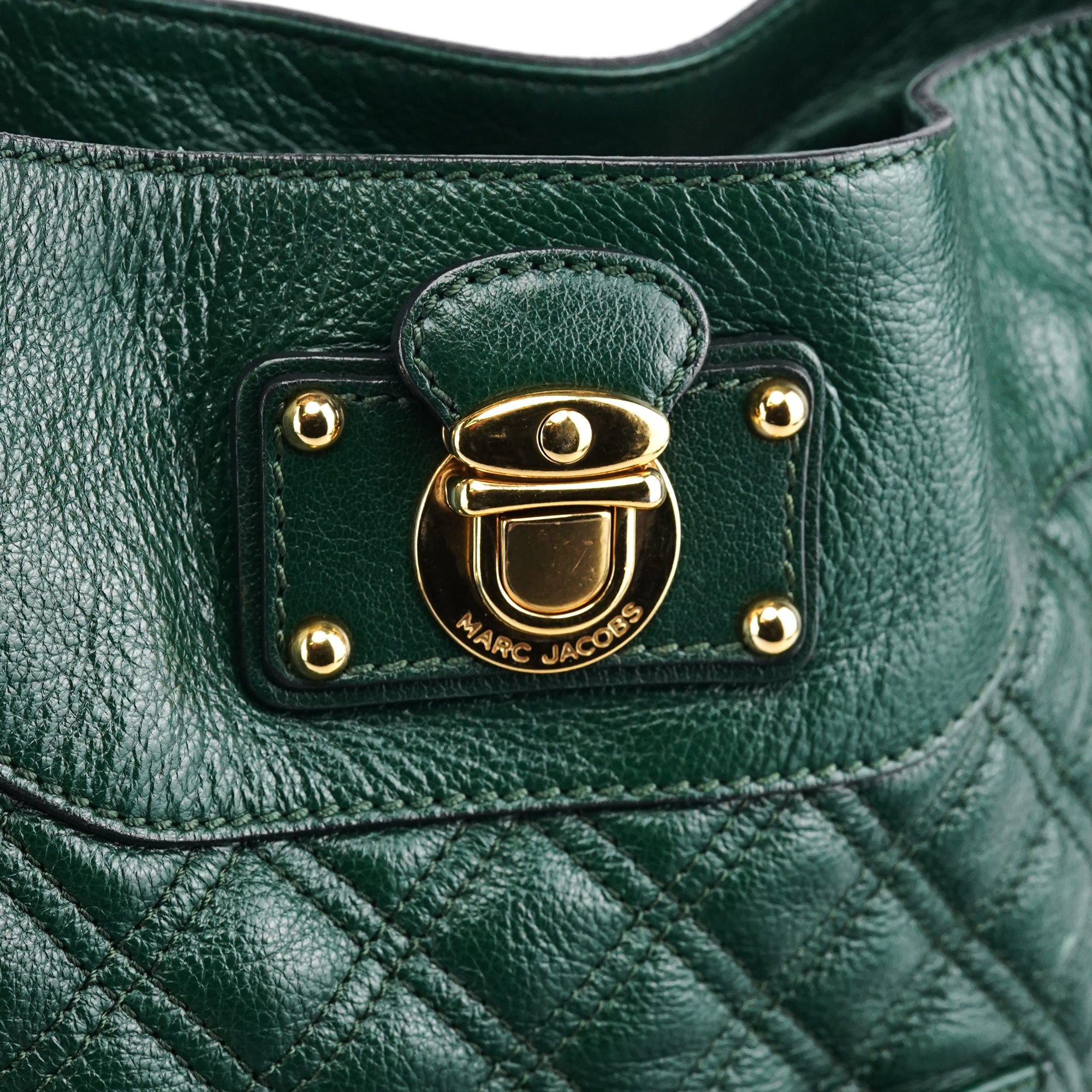 Green Quilted Leather Chain Shoulder Bag