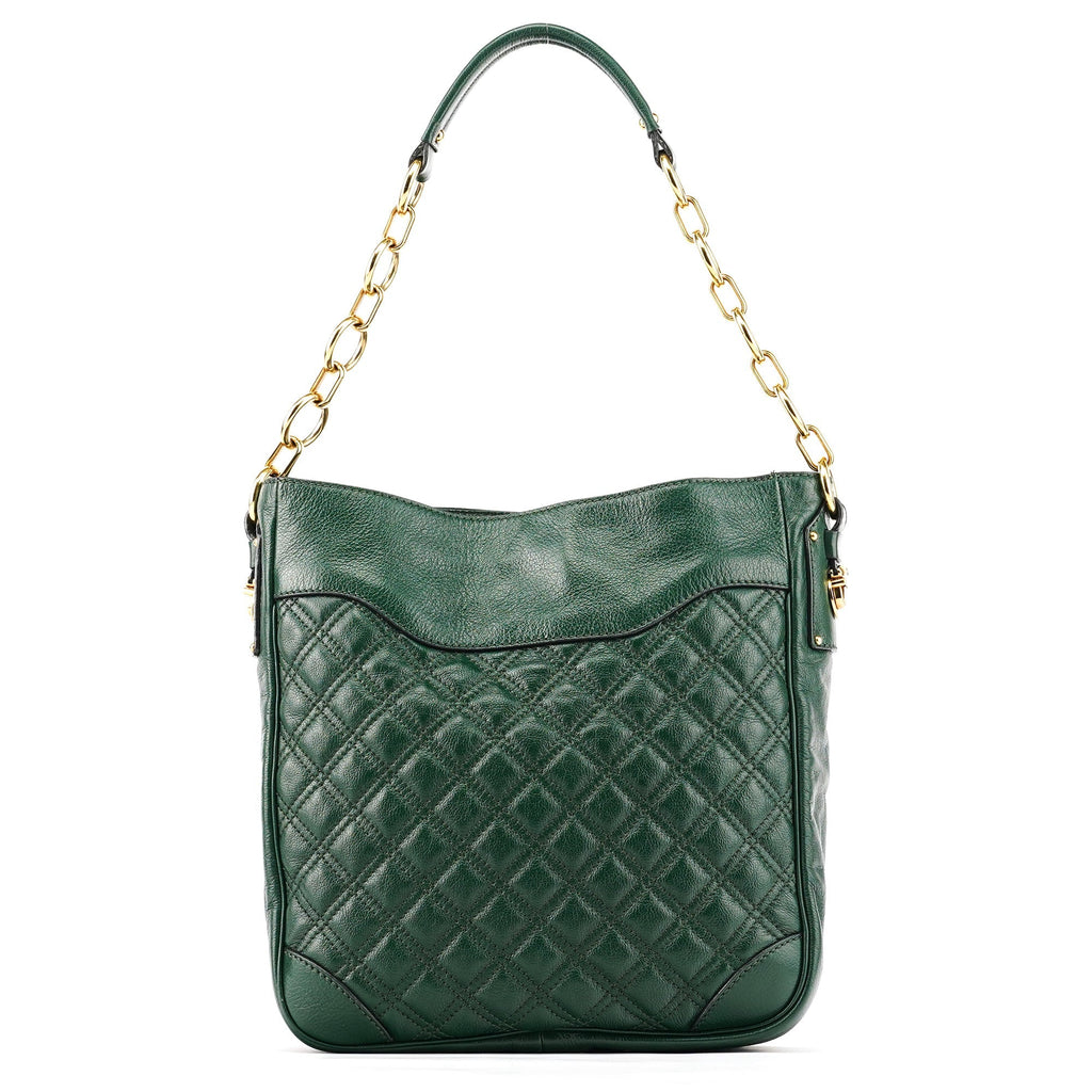 Green Quilted Leather Chain Shoulder Bag