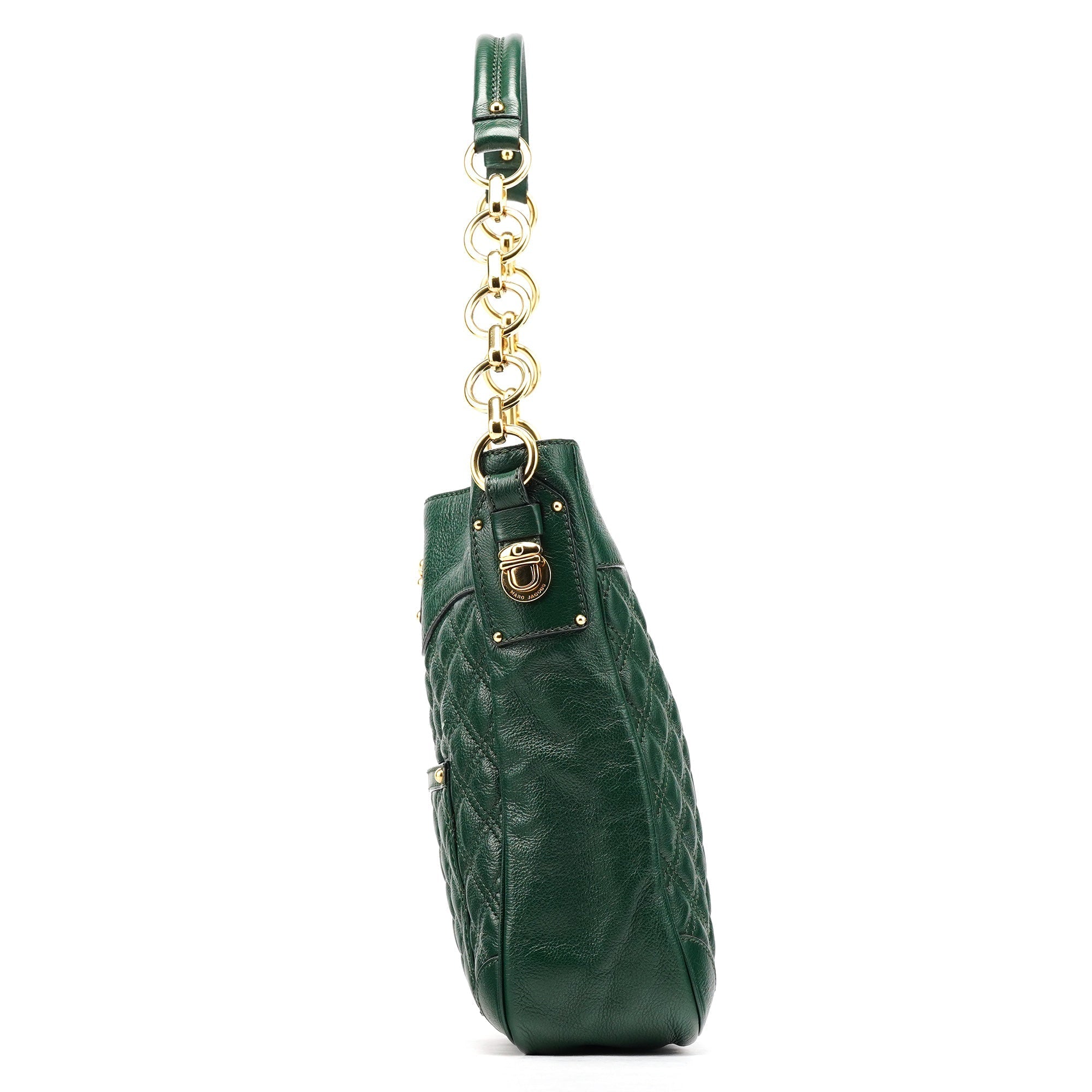 Green Quilted Leather Chain Shoulder Bag