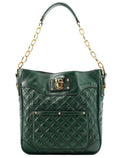 Green Quilted Leather Chain Shoulder Bag