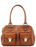 Light Brown Leather Multi Pocket Tote Bag