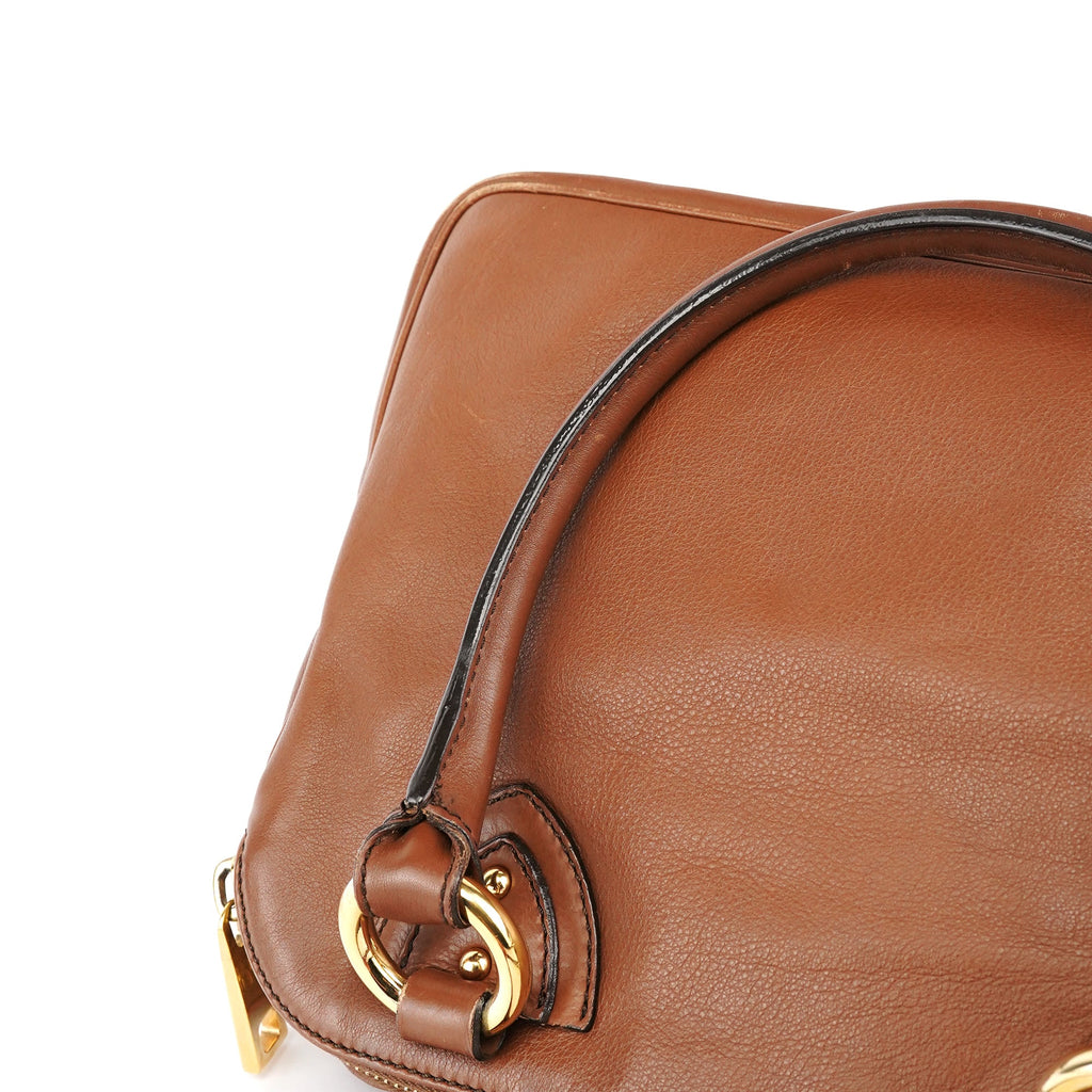 Light Brown Leather Multi Pocket Tote Bag