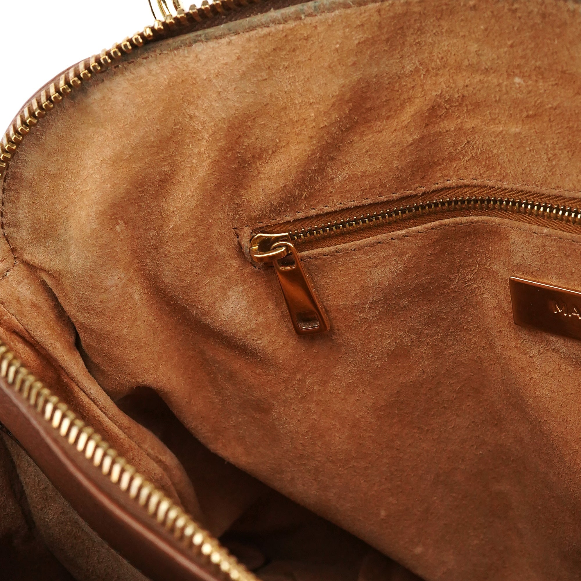 Light Brown Leather Multi Pocket Tote Bag