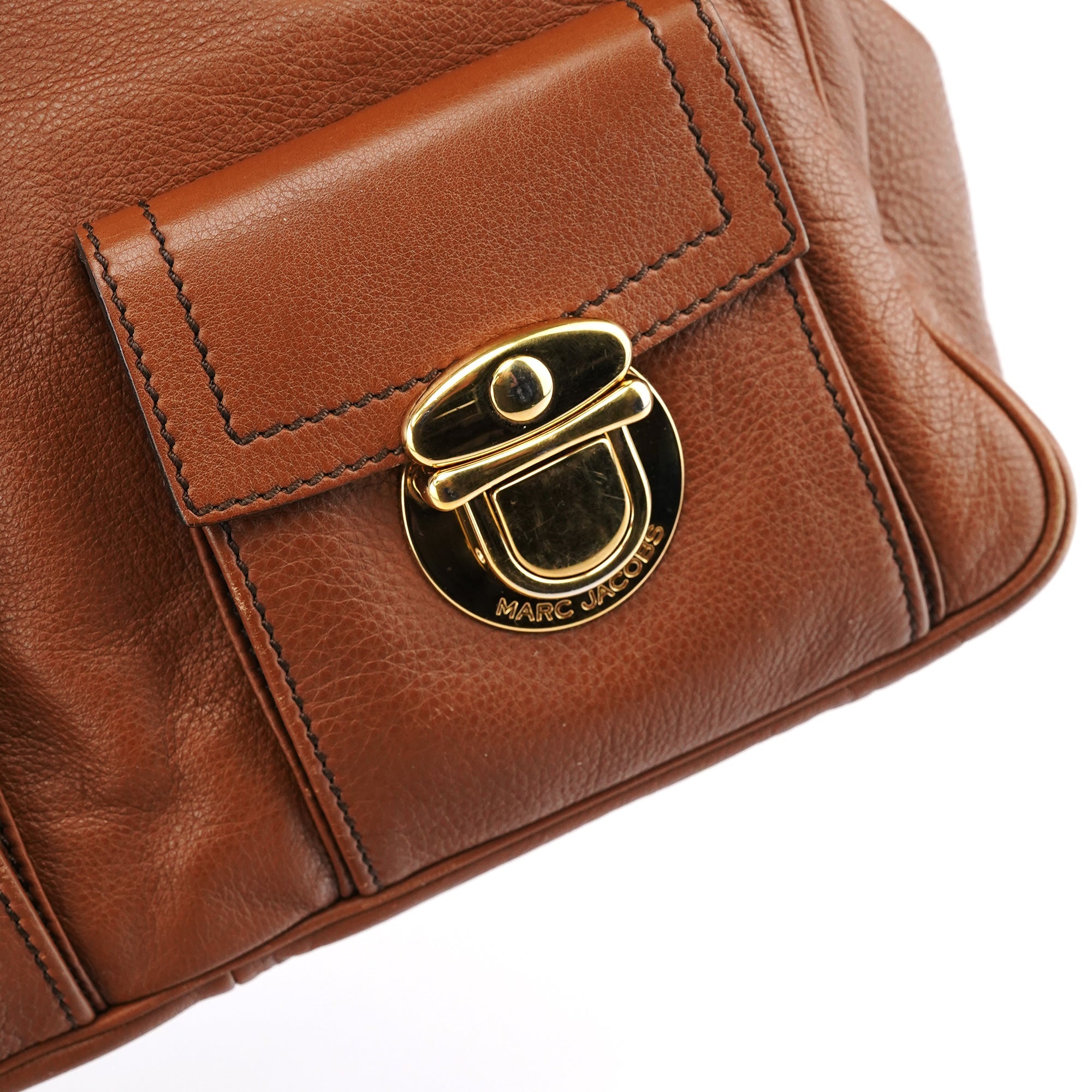 Light Brown Leather Multi Pocket Tote Bag