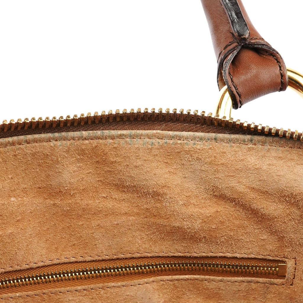 Light Brown Leather Multi Pocket Tote Bag
