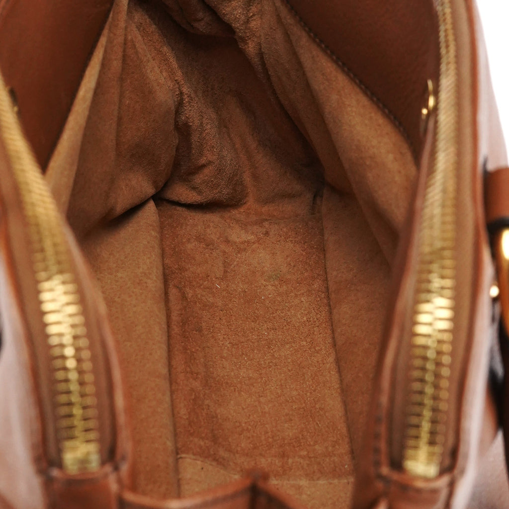 Light Brown Leather Multi Pocket Tote Bag