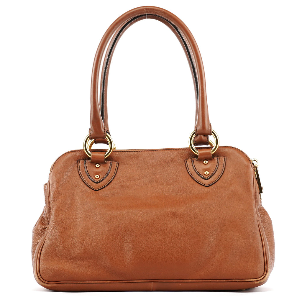Light Brown Leather Multi Pocket Tote Bag