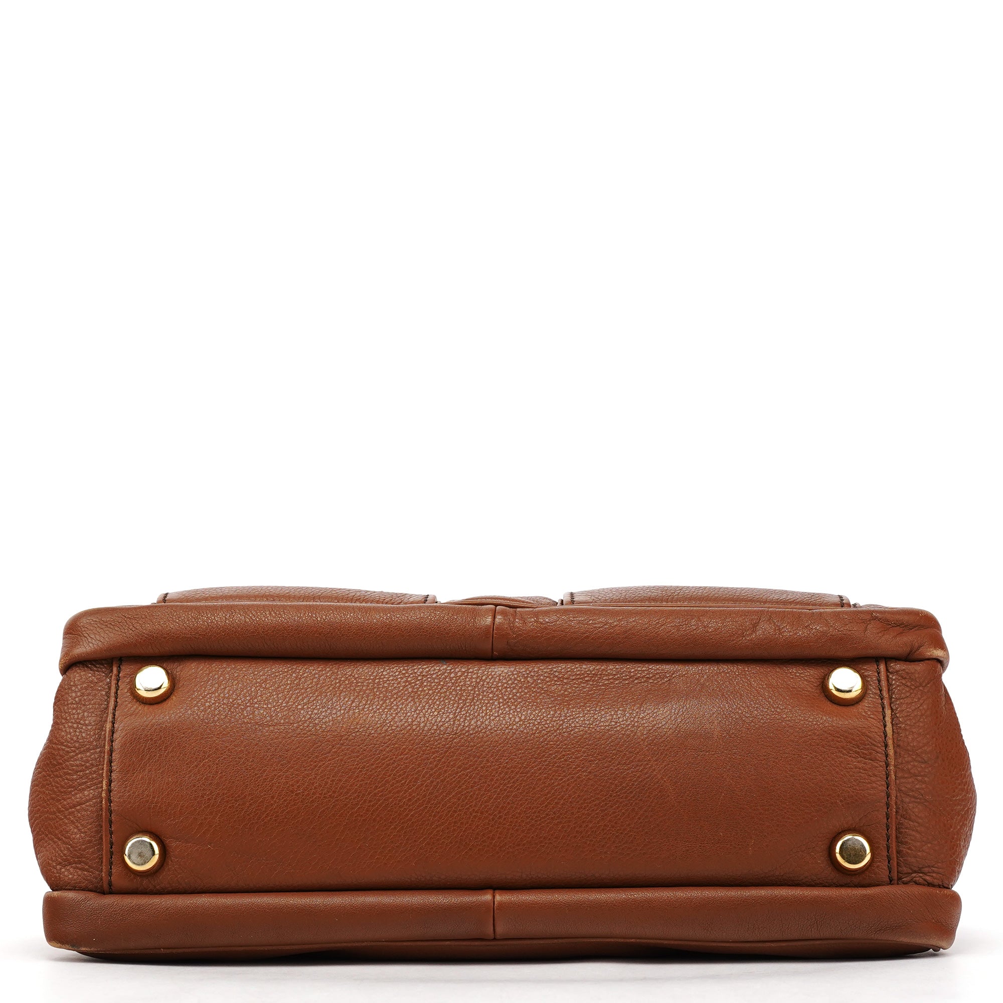 Light Brown Leather Multi Pocket Tote Bag