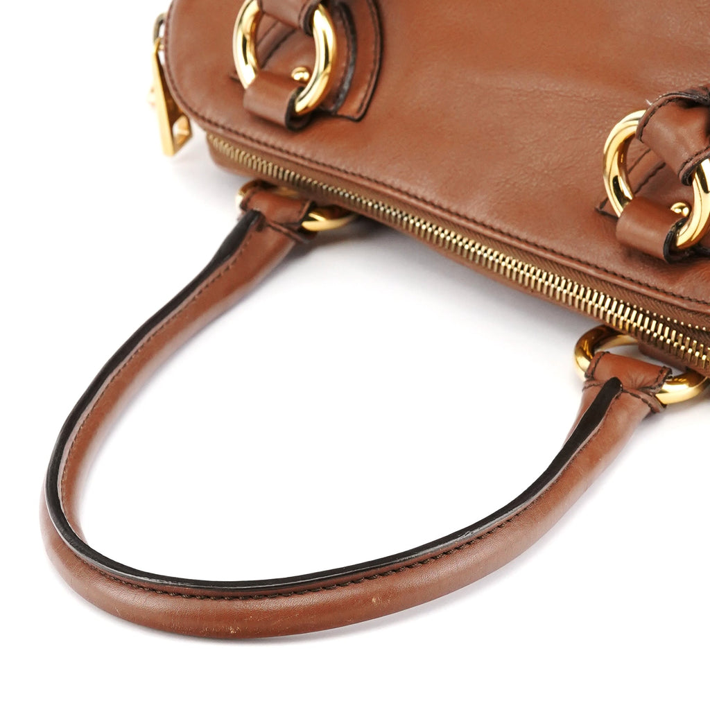 Light Brown Leather Multi Pocket Tote Bag