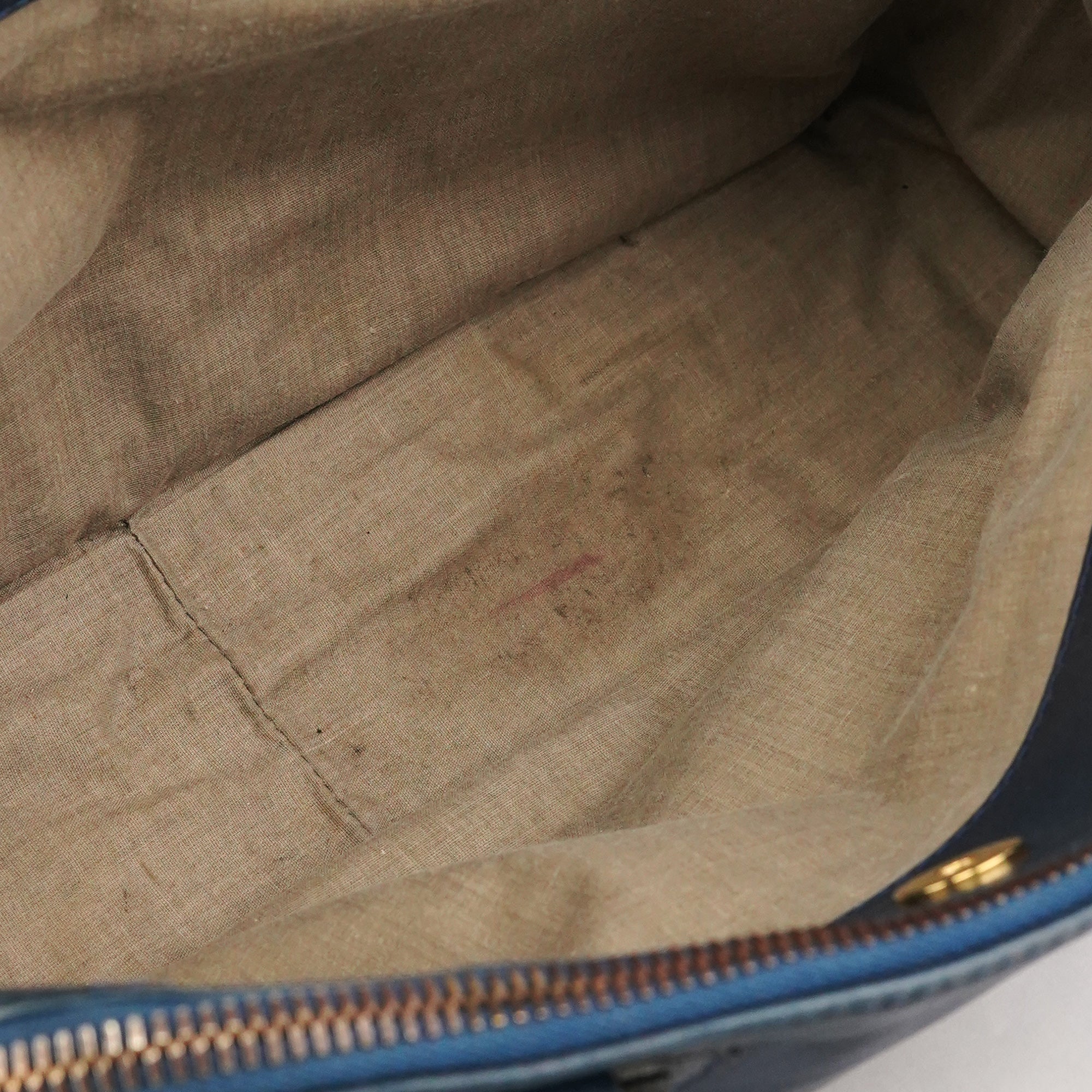 Navy Leather Multi-Pocket Tote Bag